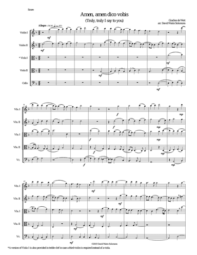 Amen Amen dico vobis (Truly truly I say to you) for string quintet