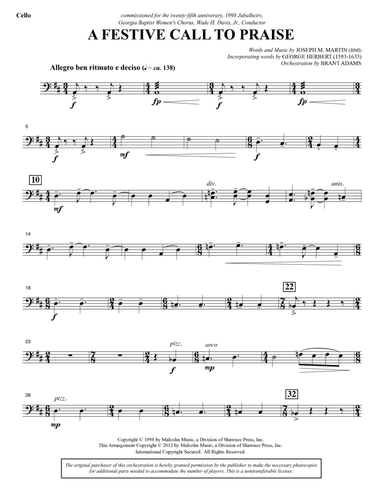 A Festive Call to Praise - Cello