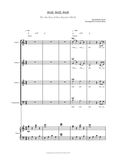 Still Still Still "Tis the Eve of our Savior's Birth String quartet and piano