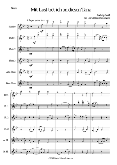 Mit Lust tret ich an diesen Tanz (I'm delighted to join this dance) for flute sextet
