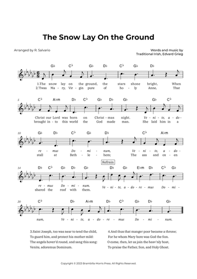 The Snow Lay On the Ground (Key of G-Flat Major)