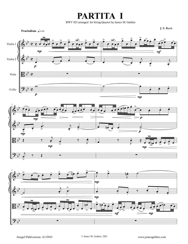 BACH: Partita No. 1 BWV 825 for String Quartet