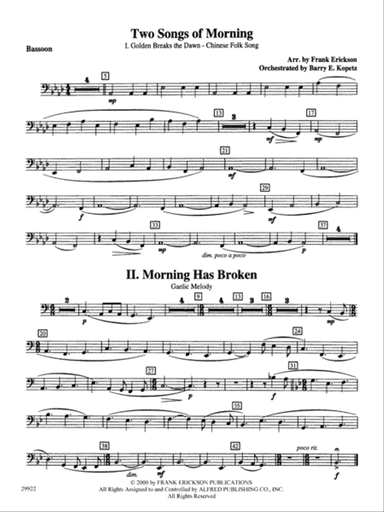 Two Songs of Morning: Bassoon
