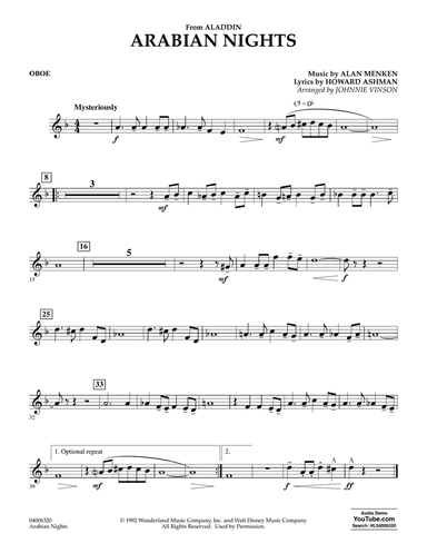 Arabian Nights (from Disney's Aladdin) (arr. Johnnie Vinson) - Oboe