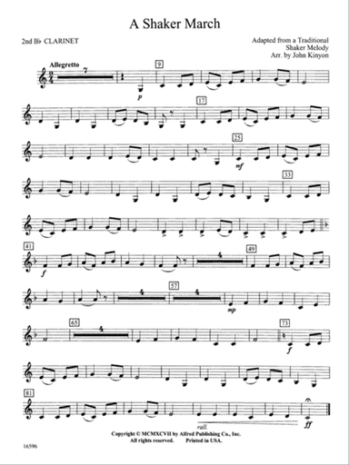A Shaker March: 2nd B-flat Clarinet