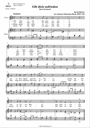 Gib dich zufrieden, BWV 460 (D minor)