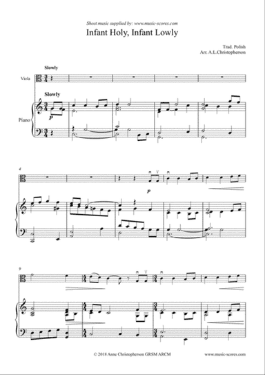 Infant Holy, Infant Lowly - Viola and Piano