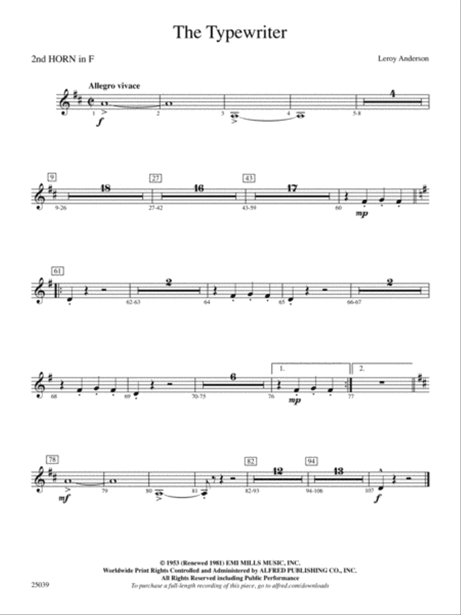 The Typewriter: 2nd F Horn