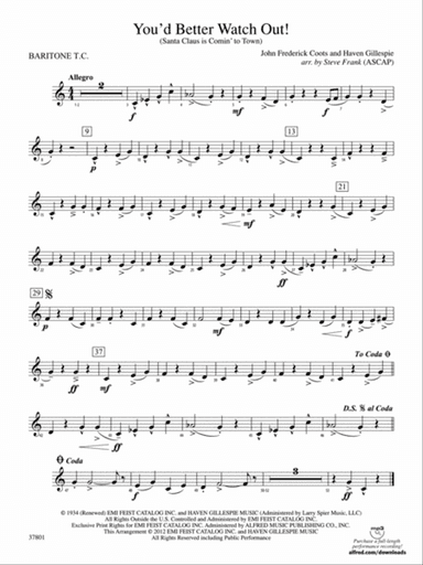 You'd Better Watch Out!: Baritone T.C.