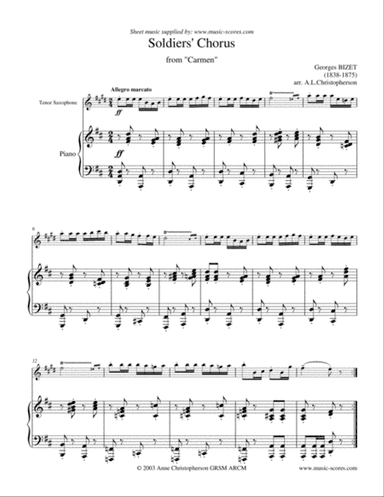 Soldiers Chorus from Carmen - Tenor Sax and Piano
