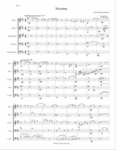 Nocturne for double-reed quintet (2 oboes, cor anglais, bassoon, contrabassoon)