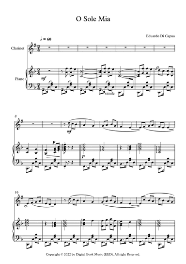 O Sole Mio - Eduardo Di Capua (Clarinet + Piano)
