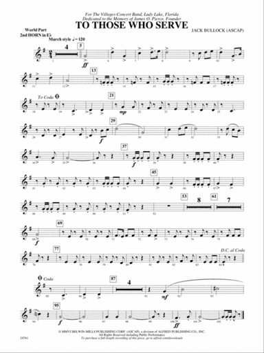 To Those Who Serve: (wp) 2nd Horn in E-flat