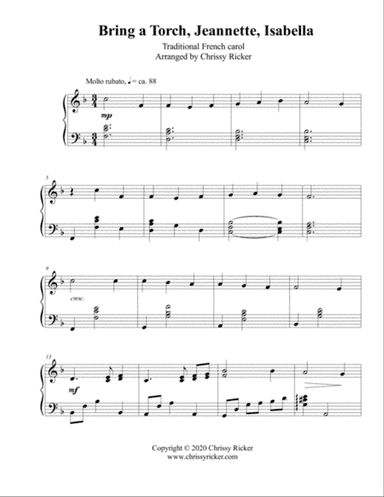 Bring a Torch, Jeannette, Isabella - late intermediate piano