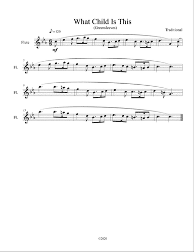 What Child Is This (Greensleeves) for solo flute
