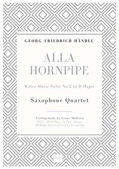 Alla Hornpipe by Handel - Sax Quartet (Full Score) - Score Only