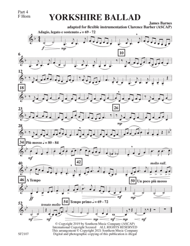 Yorkshire Ballad, 2nd Edition - Horn 4 in F