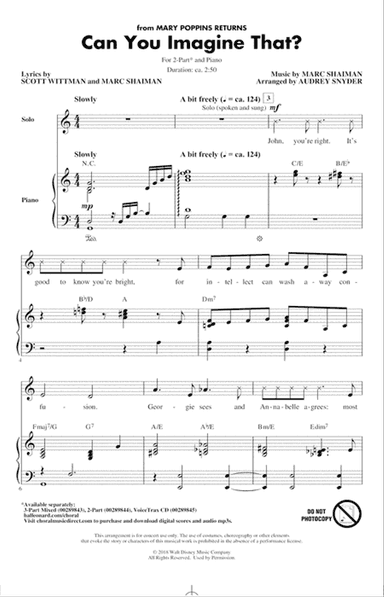 Can You Imagine That? (from Mary Poppins Returns) (arr. Audrey Snyder)