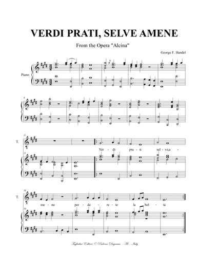 VERDI PRATI - SELVE AMENE - Handel - From Alcina - For Tenor and Piano