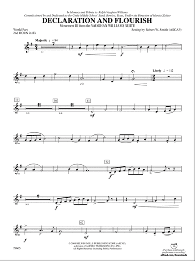 Declaration and Flourish (Movement III from the Vaughan Williams Suite): (wp) 2nd Horn in E-flat