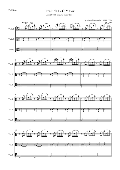 Prelude 1 in C Major BWV 846 (from Well-Tempered Clavier Book 1) for Viola Trio