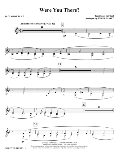 Were You There? (arr. John Leavitt) - Bb Clarinet 1 & 2