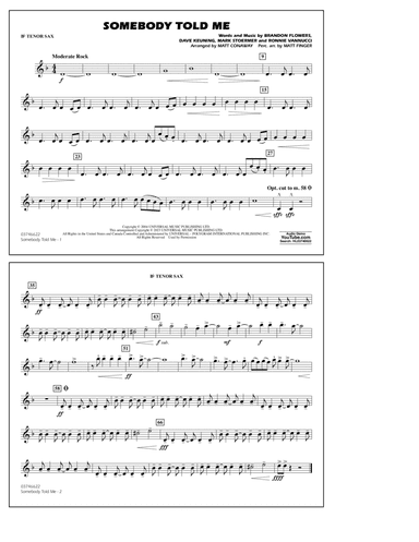 Somebody Told Me (arr. Conaway & Fingers) - Bb Tenor Sax