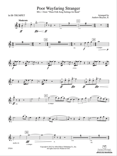 Poor Wayfaring Stranger: 1st B-flat Trumpet
