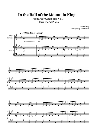 In The Hall Of The Mountain King - Clarinet and Piano
