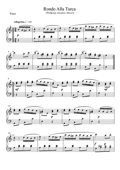 Mozart - Rondo Alla Turca (Piano)