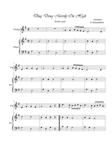 Ding Dong Merrily on high. Violin and piano duo