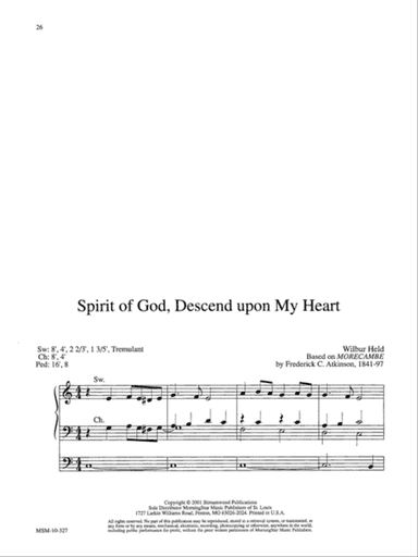 Spirit of God, Descend Upon My Heart (Downloadable)