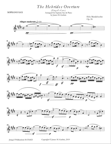 Mendelssohn: the Hebrides Overture for Soprano Sax & Piano