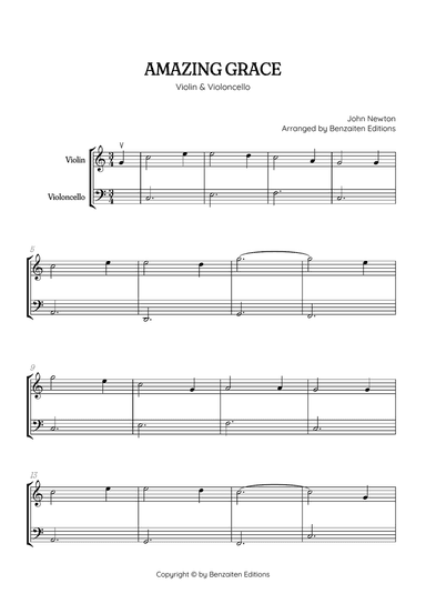 Amazing Grace • super easy violin and cello sheet music
