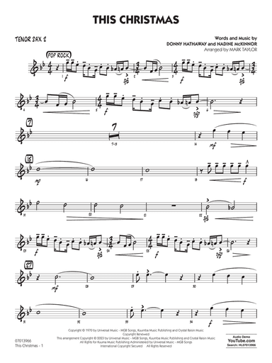 This Christmas (Key: Ab) (arr. Mark Taylor) - Tenor Sax 2