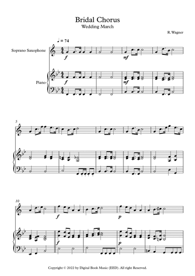 Bridal Chorus (Wedding March) - Richard Wagner (Soprano Sax + Piano)