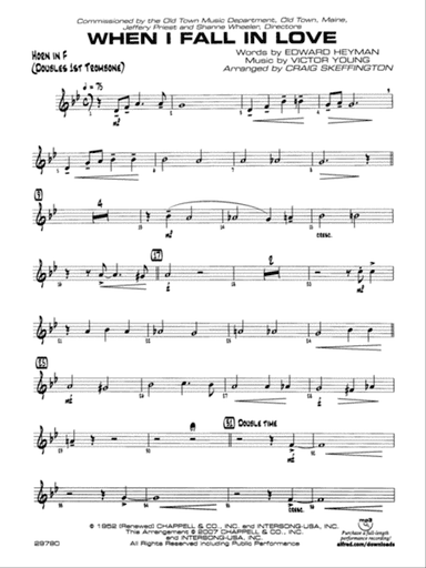 When I Fall in Love: 1st F Horn