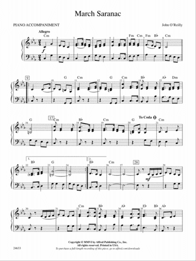 March Saranac: Piano Accompaniment