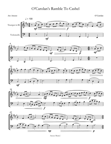 o’carolan’s ramble to cashel trumpet and cello sheet music