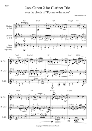 Jazz Canon 2 for Clarinet Trio