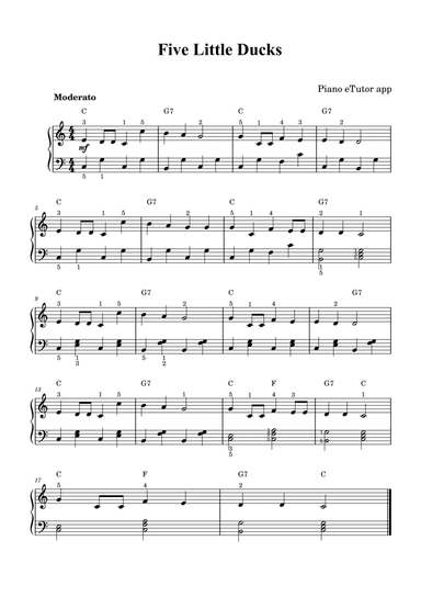 Five Little Ducks (traditional song) - piano
