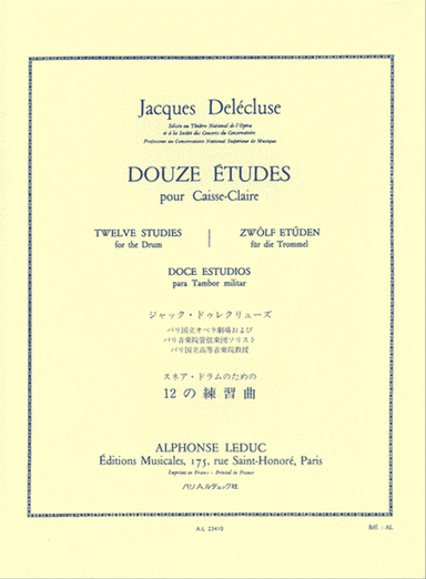 Douze Etudes Pour Caisse-Claire