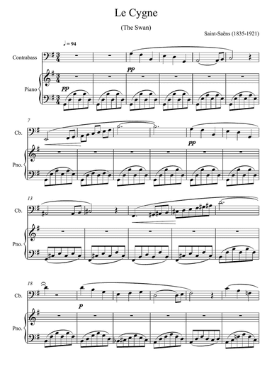 Camille Saint-Saëns - The Swan (Contrabass Solo)