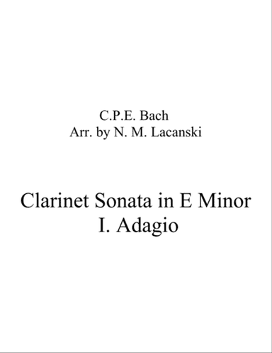 Clarinet Sonata in E Minor I. Adagio