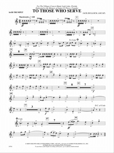 To Those Who Serve: 1st B-flat Trumpet