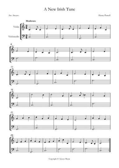 purcell a new irish tune z 646 easy piano c major sheet music for beginners
