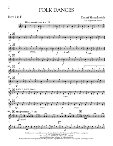 Folk Dances (arr. James Curnow) - F Horn 1