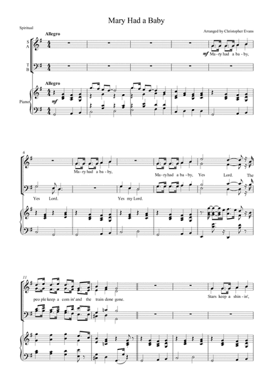 Mary Had a Baby (SATB & Piano)