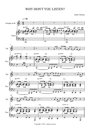 I Need To See Him for Trumpet and Piano