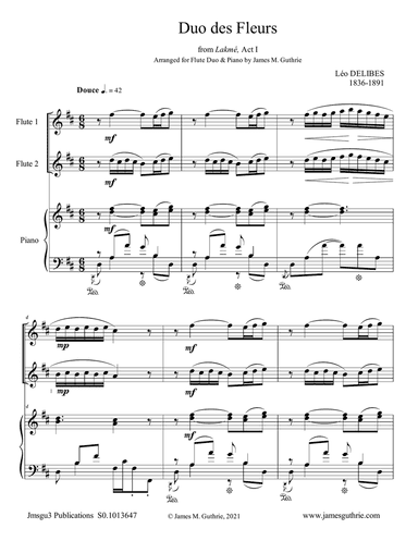 Delibes: Duo des Fleurs for Flute Duo & Piano